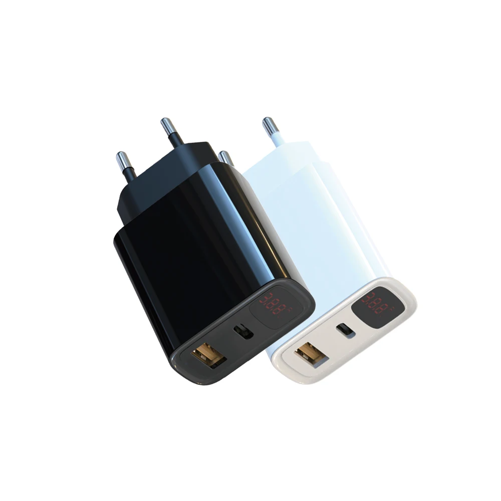 
2020 New 20W PD QC USB AC Wall Charger Adapter Type C Apple 12 Power Adapter with Digital Display 