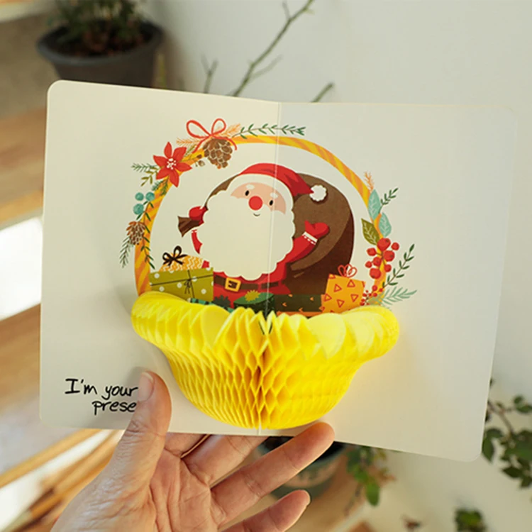 Wholesale custom 3D pop up  mary christmas greeting card series