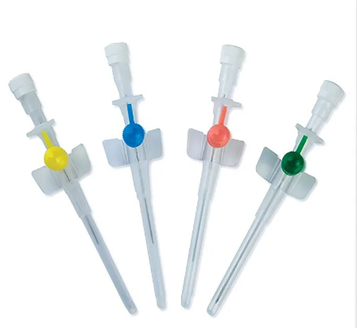 closed system iv cannula catheter with wings and injection