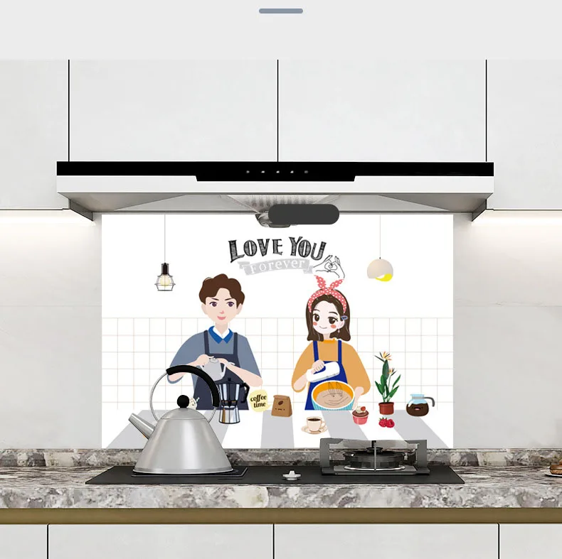 F2-632 New arrival high temperature cute cartoon aluminum foil sticker,anti-oil proof waterproof wallpaper home decoration