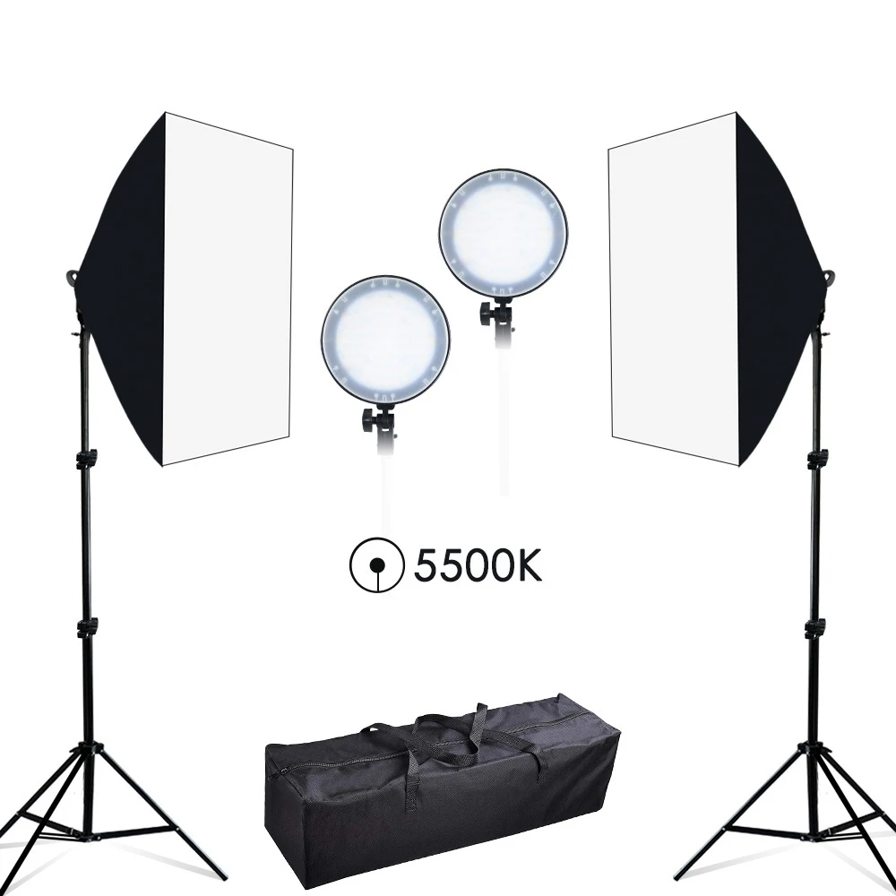 Travor светодиодный накамерный свет 5500 к цветовая температура софтбокс 50х70см светодиодное освещение для студийной фото съёмки набор софтбокса фотостудии с осветительная стойка 2 м