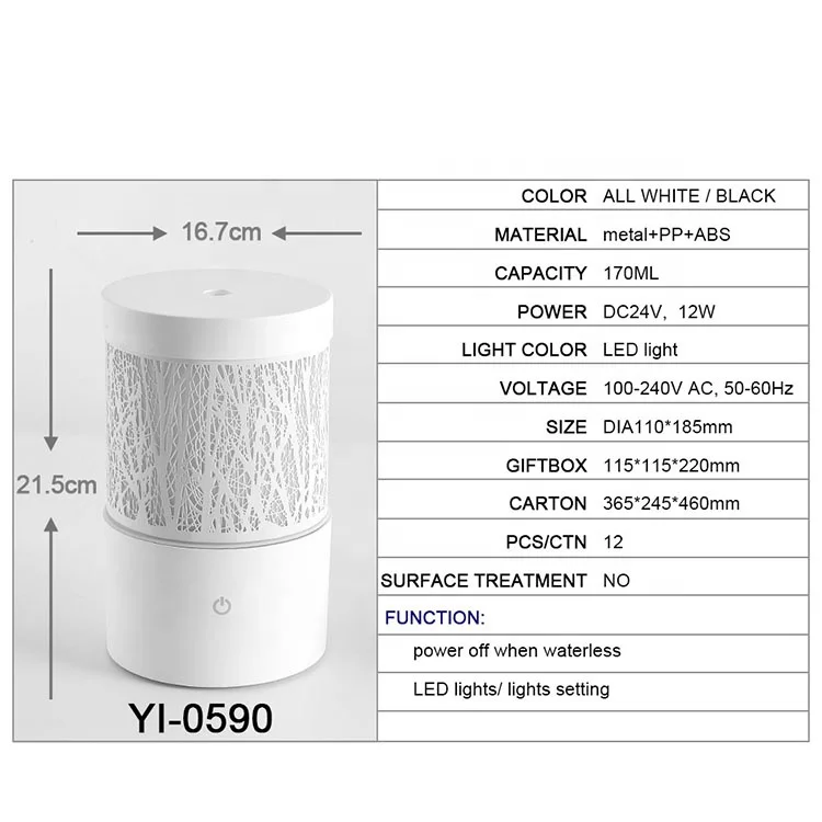 
170ml Table Ultrasonic Aroma Diffuser Ultrasonic Fresh Mini Humidifier 