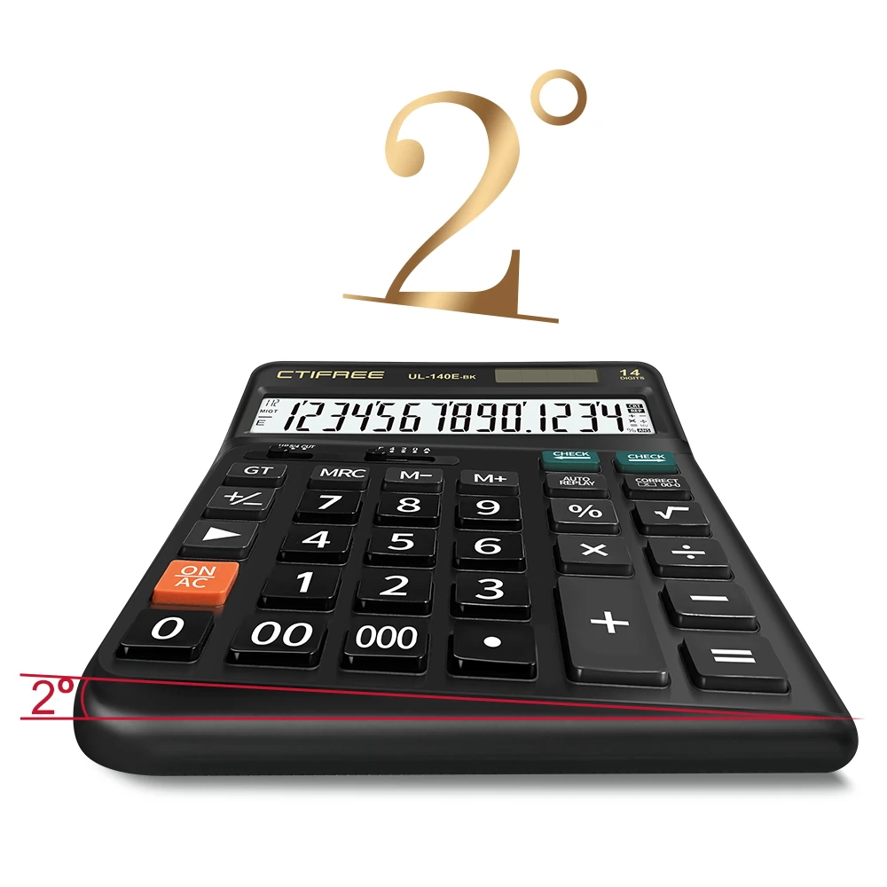 ctifree Large Keypad Large Screen Calculadora Dual Power Supply 14-digit Electronic Desktop Office Tablet Student Calculator