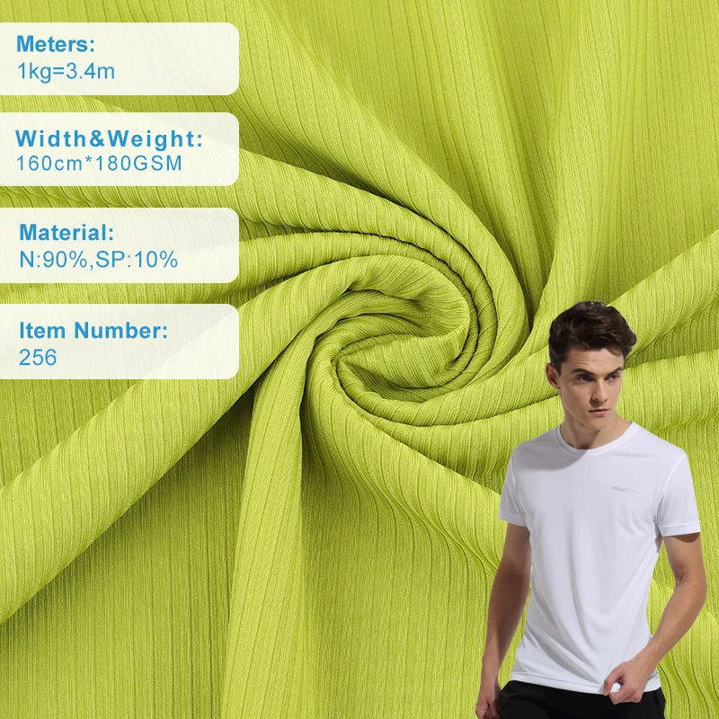 Custom ribbed combed 90%n 10%sp Elastic Stretch thick rib fabric for men t shirt