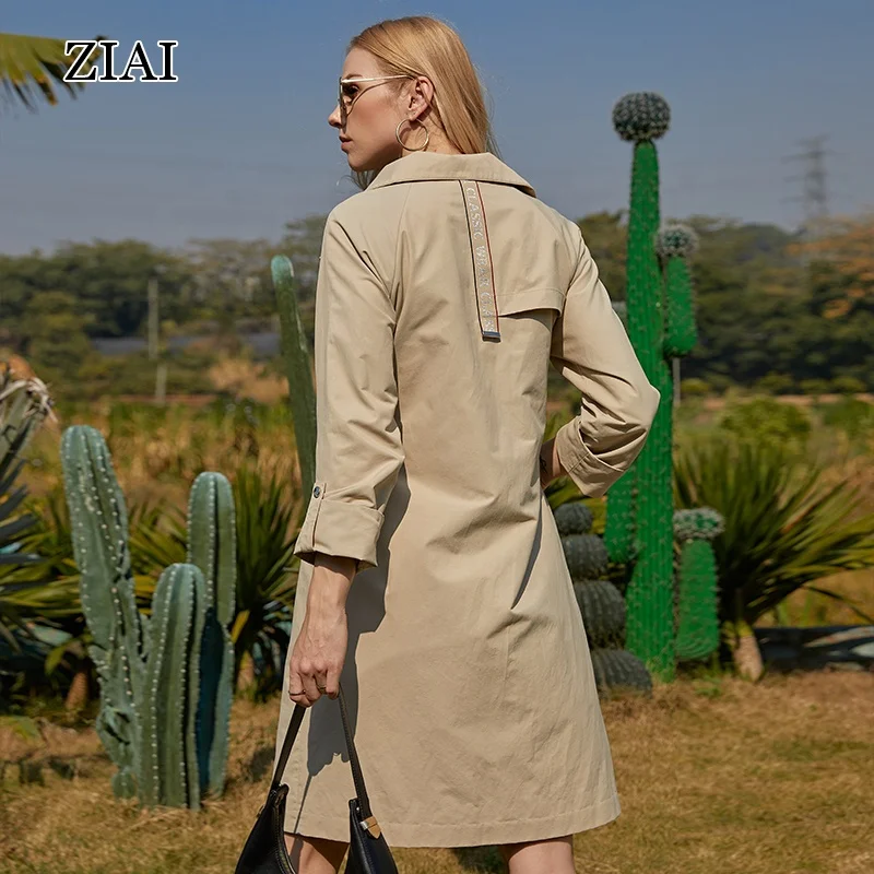 Wholesale spring casual all-match elastic waist windbreaker autumn and winter fashion long trench coat