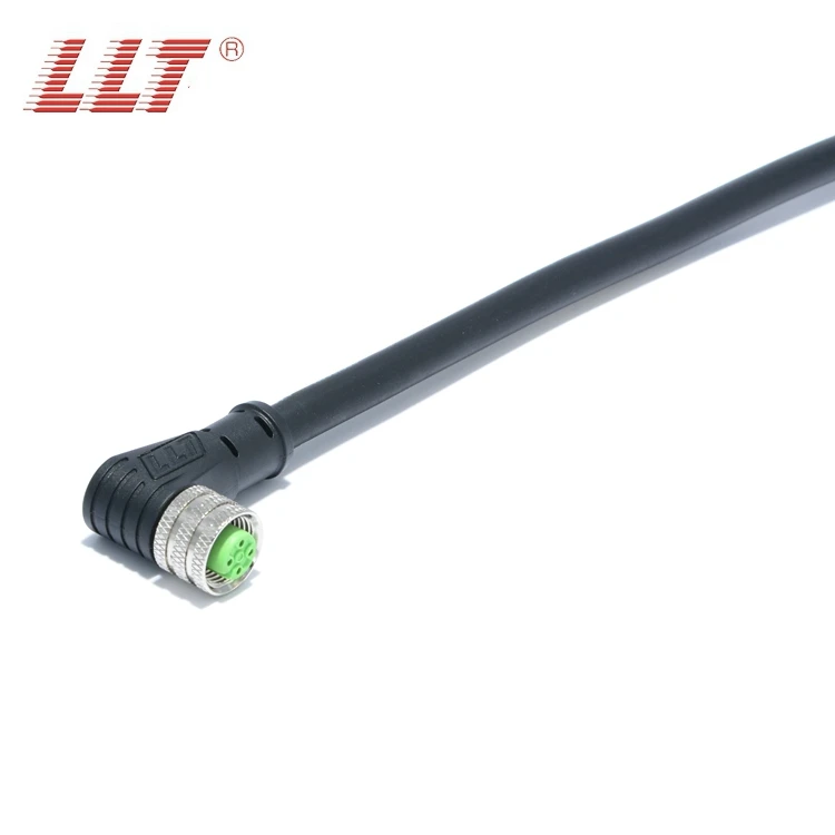 LLT M12 2 3 4 5 Pin 90 градусов прямоугольный металлический разъем для