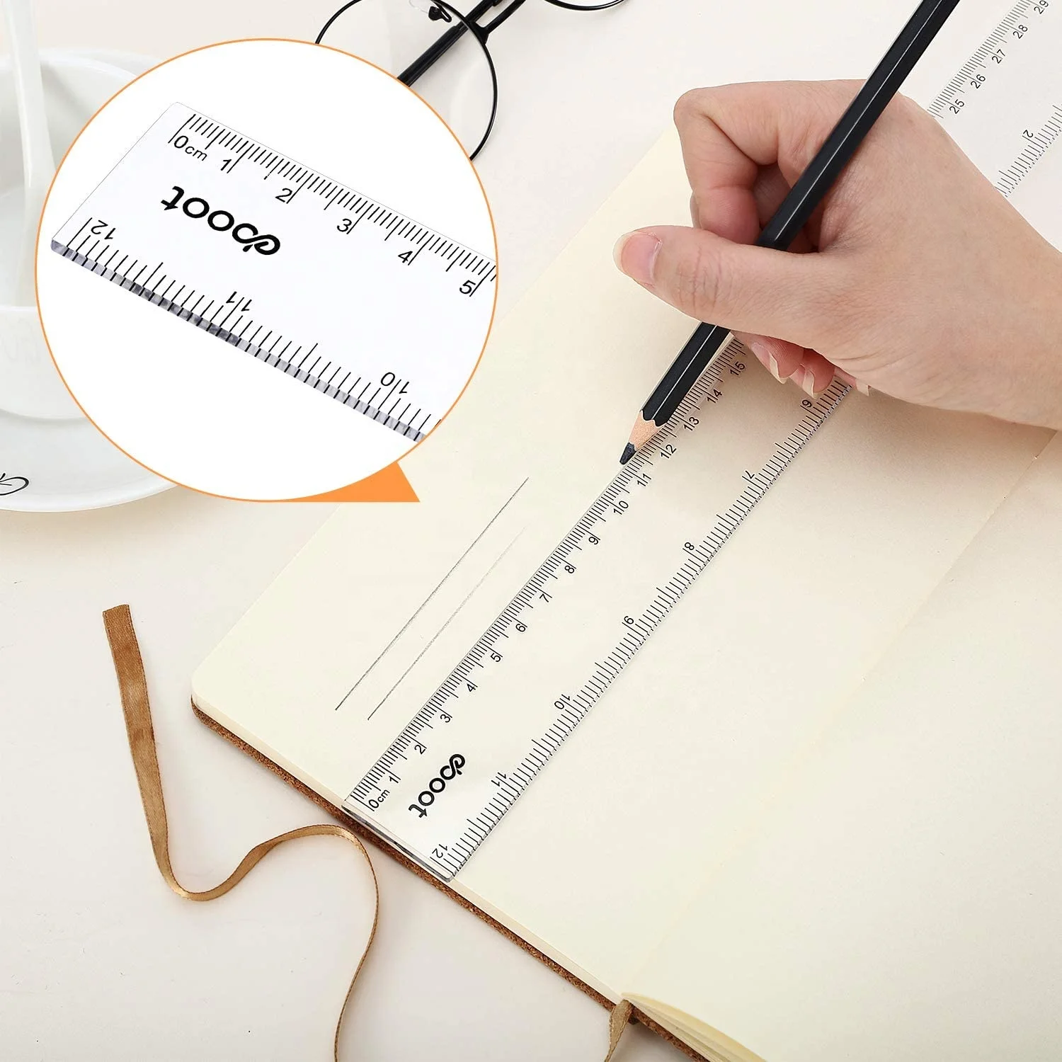 Good Quality Plastic Drawing Ruler Wear Resistant Antistatic Transparent Flexible Straight Ruler
