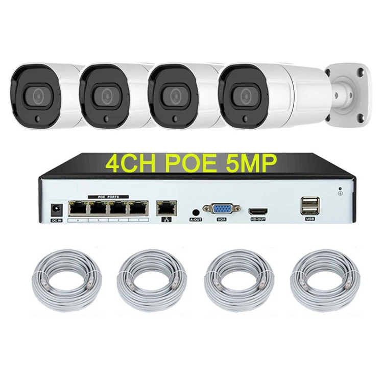 Competitive Price 5MP 4Ch cctv kits With Audio POE NVR IPC Combo Power Over Ethernet home security cctv camera set cctv system