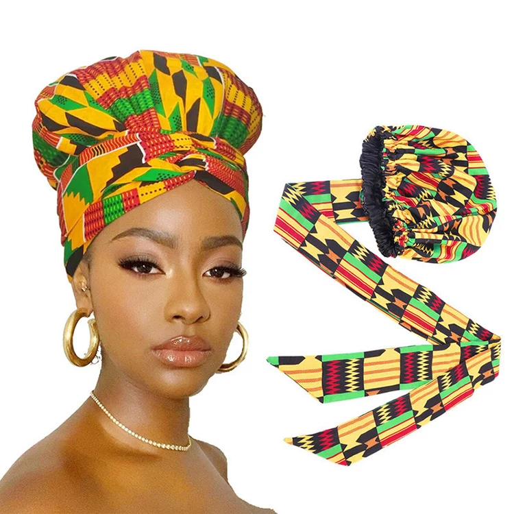 Satin print women turban hat India wrap head scarf ready to wear ethnic bonnet hijab muslim