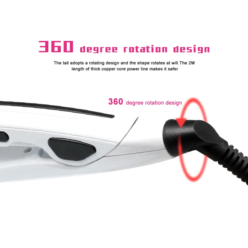 Professional Hair Straighter  Plate Flat Iron Fast Heating-up with Rotating Adjustable temperature