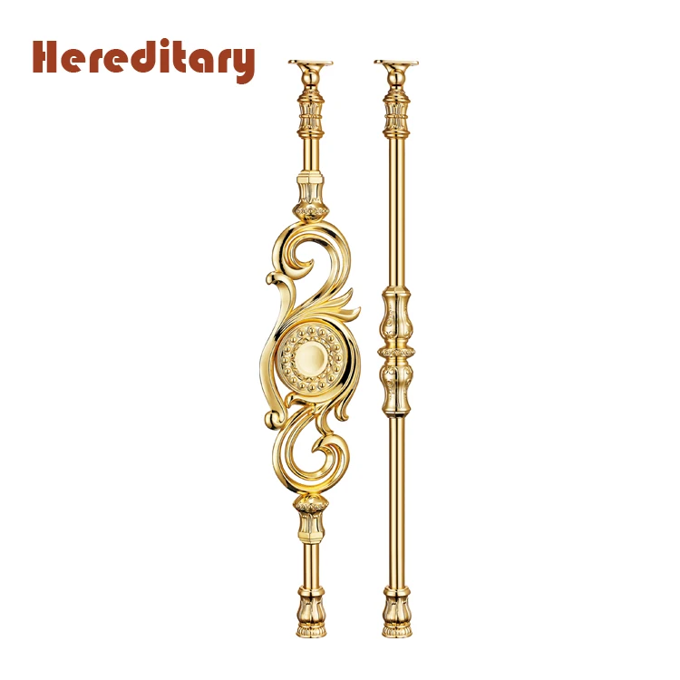 K gold indoor luxury stair railing and cast aluminum staircase railings with red wood handrails