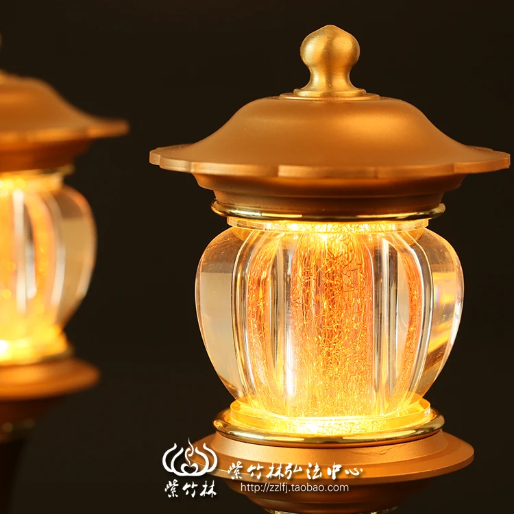 Crystal lamp for Buddha, butter  long light, LED pure copper Buddha electronic candle, lotus