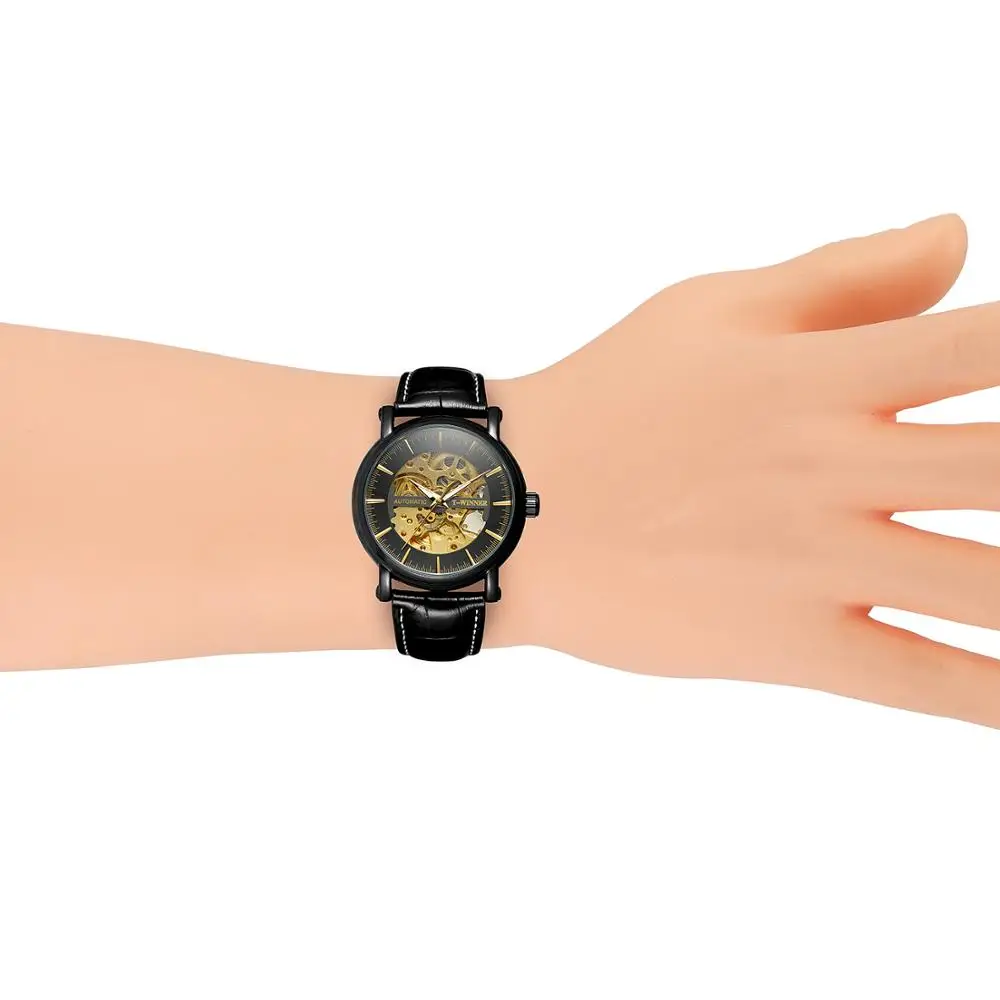 China factory t-winner fashion men watches automatic skeleton custom logo hot sale wrist watch