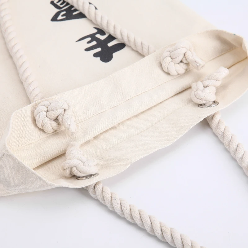 canvas white tote bags with rope handle for beach bag