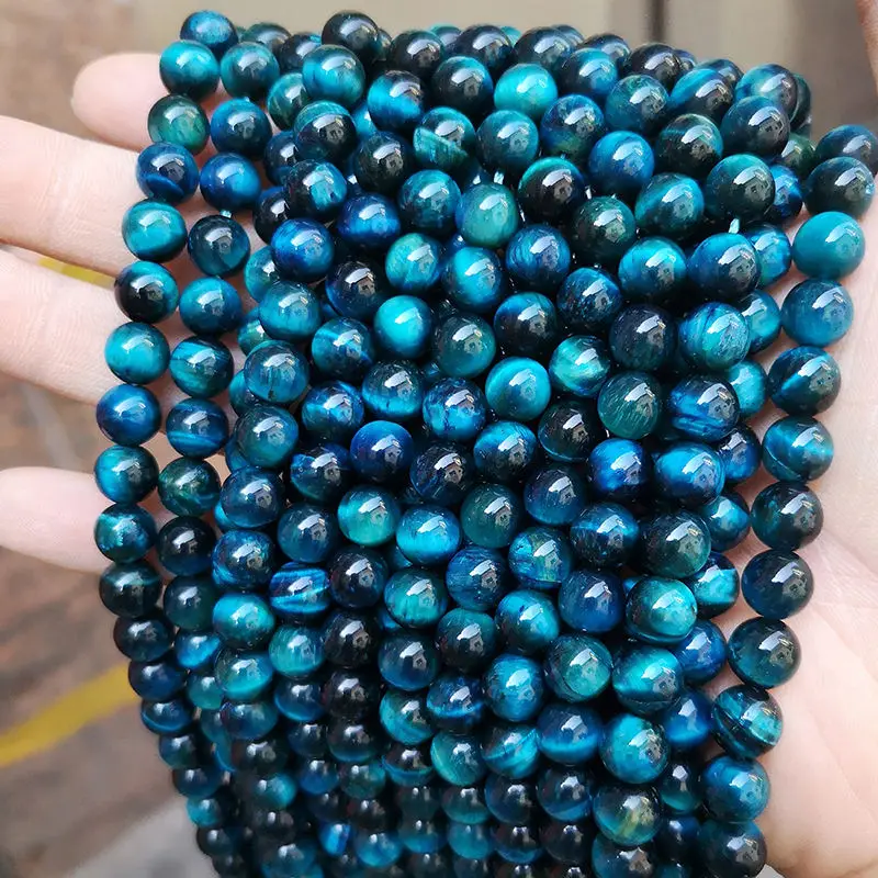 JD GEMS 4mm 6mm 8mm 10mm 12mm 14mm Natural Yellow Tiger Eye Stone Loose Smooth Round Beads for Jewelry Making