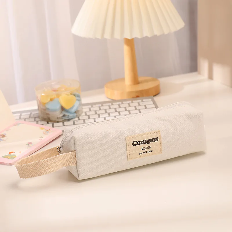 Cute portable candy colored pencil bag Student storage bag Creative fresh canvas stationery bag 5 styles