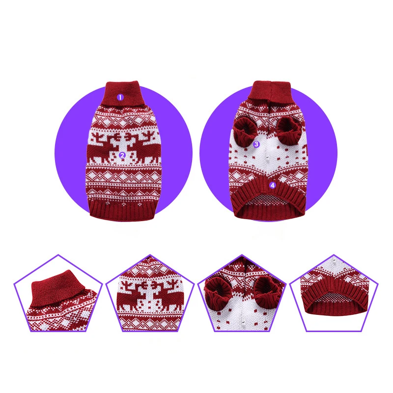 Cheap Wholesale Pet Clothes Knit Turtleneck Christmas Sweater Warm Cat Dog Apparel Autumn Winter Pet Sweater