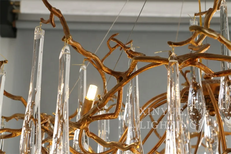Oval Long Brass Chandelier Pendant Light Hot Sale Brass Pendant Lamp Copper Crystal Pendant Light Blown Glass Chandelier