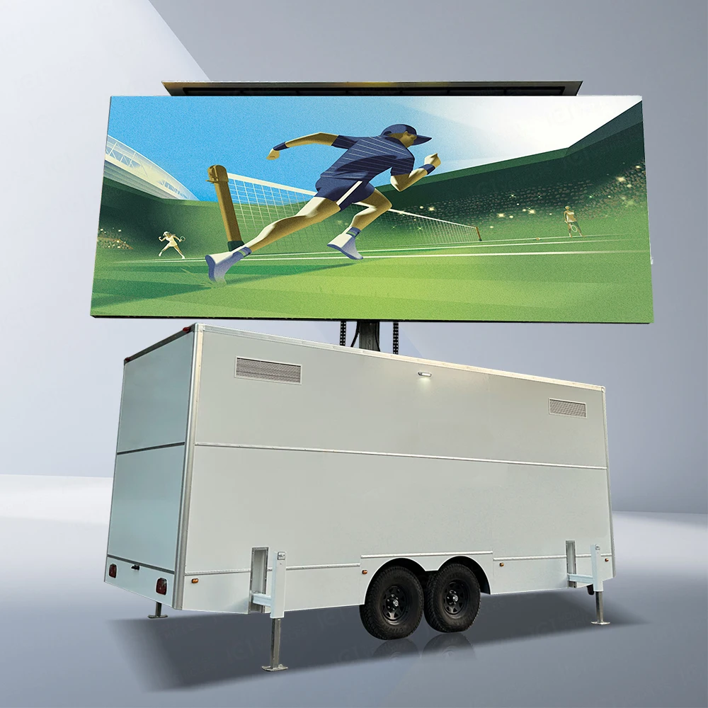2024 Hot Selling 21 Square Meters Enclosed Mobile LED Trailer For Live Broadcast Of The Football Game