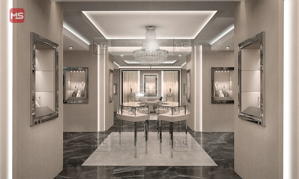 Tempered Glass Jewelry Showcase LED Lighting Jewelry Store Display Counter Fixtures Jewelry Shop Furniture