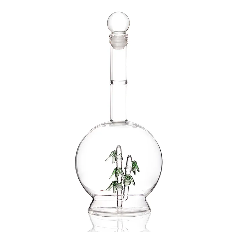  Factory wholesales transparent bottle high borosilicate glass bamboo
