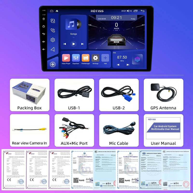 Ai Double din car stereo 2 din android car dvd player 9/10 Inch autoradio audio gps navigation ai android screen radio de carro