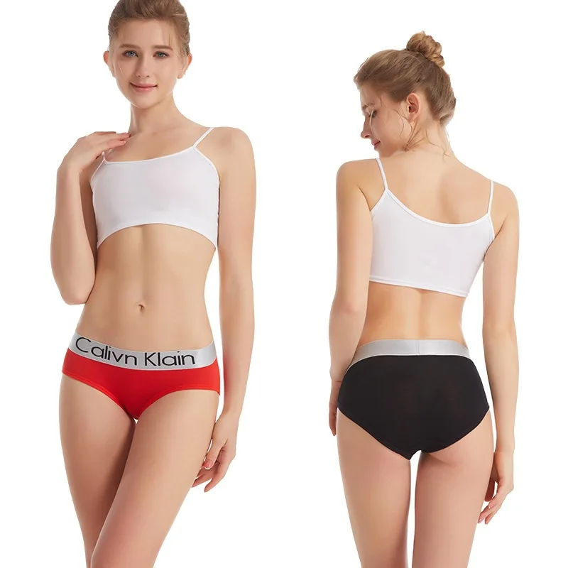 European and American Triangle underwear Lady sexy ribbon printed LOGO T-back wide athletic girl neutral underwear wholesale