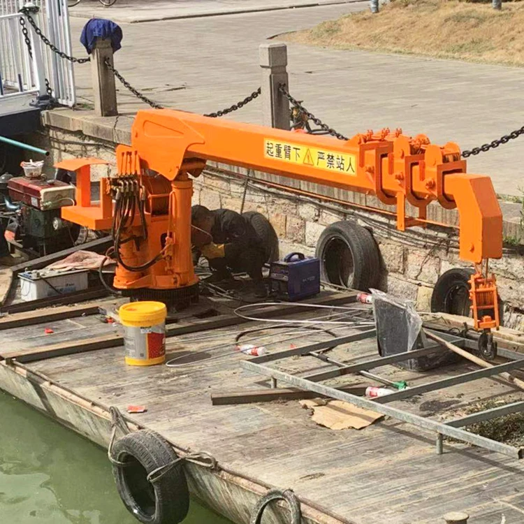 Telescopic Boom Fixed Hydraulic Crane Ship and Fishing Boat Hydraulic Crane from Wharf for Floating Cranes