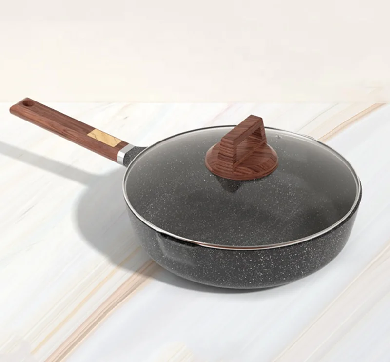 OEM Die Cast Aluminum Wok Cooking Saute Pan Deep Frying Pan with Spouts