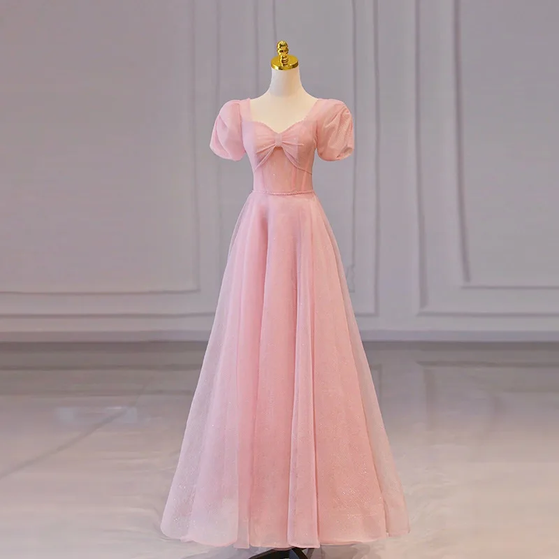 ZX-2049 summer pink engagement bridal ball gown host temperament prom dresses 2024 evening gowns