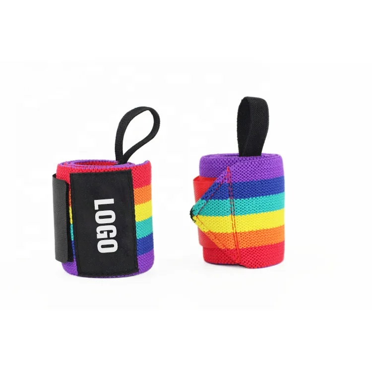 Hot Selling Custom Logo Rainbow Cotton Wrist Wraps Fitness