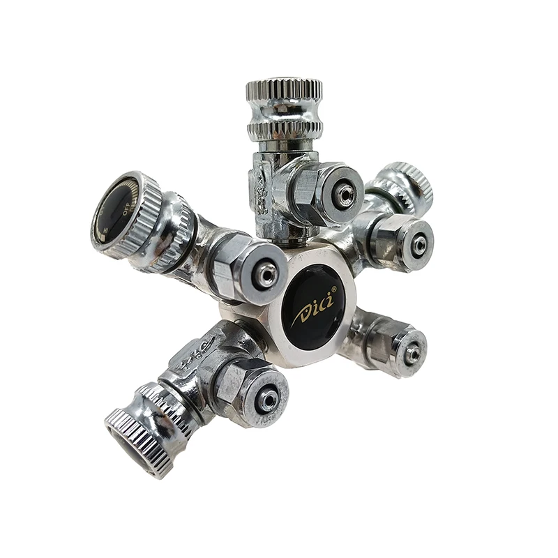 Aquarium Co2 Distributor Splitter Needle Valve Multi Way Solenoid Regulator Check Valve Bubble Counter 5 Ways