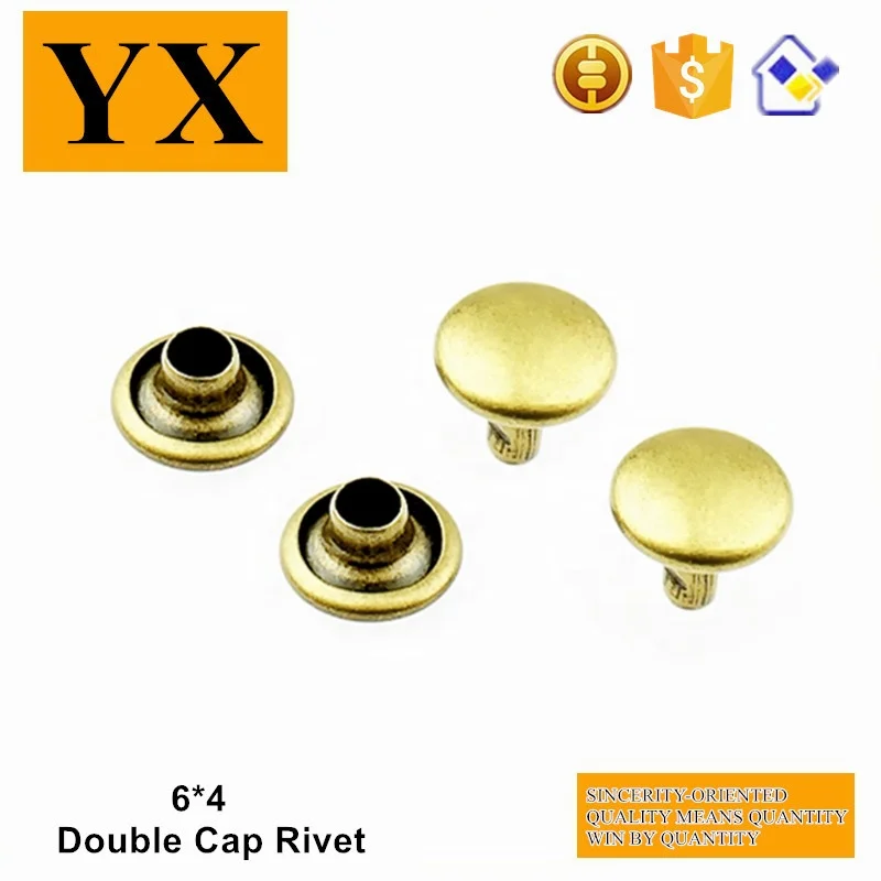Leather craft hardware nickle plate 6mm leather craft rivets studs double cap rivet for jeans