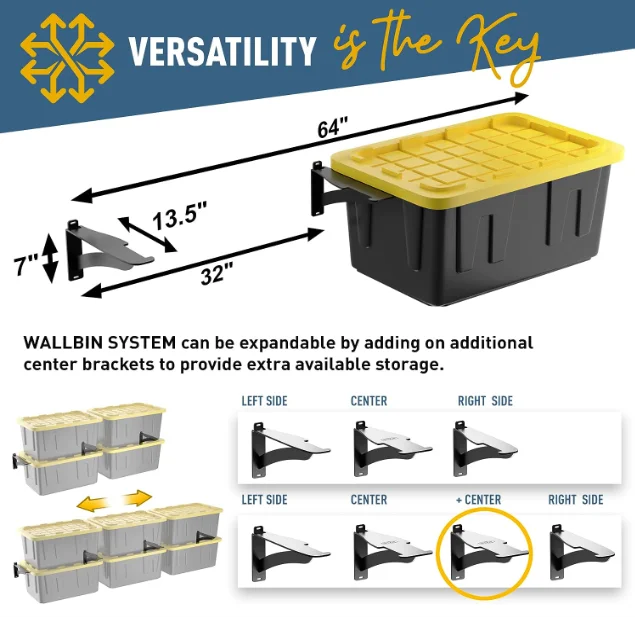 27-Gallon Bins Overhead Bin Rack for Container Ceiling Mount Adjustable Width Garage Storage Rack