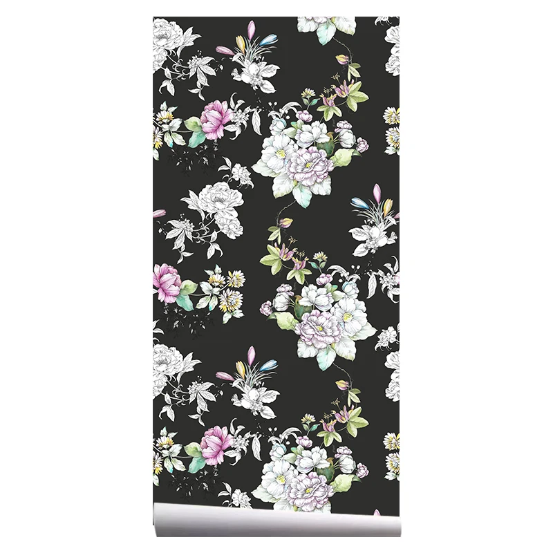 Amazon Hot Sale Modern Self Adhesive Mural Flower Wallpaper 3d For Restaurant Office Wallpaper Roll