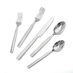 Modern stripe stainless steel cutlery set dinner entree knife spoon fork