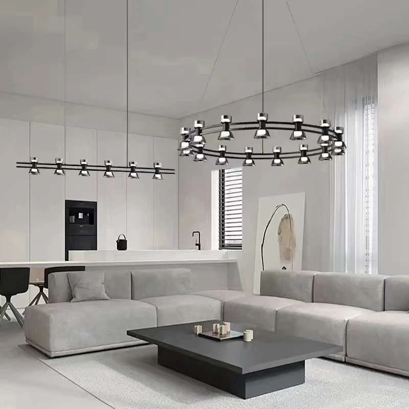 Rectangular chandelier linear shape  Custom size Non standard material with smart led remote control for indoor  Project deco