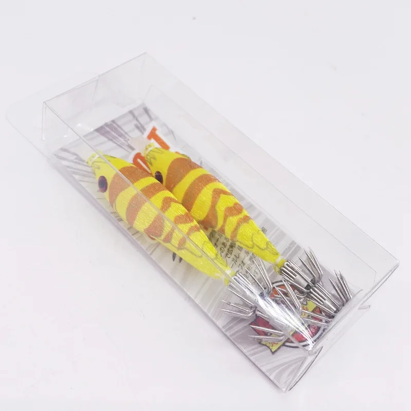 New 7cm 4g  Superior Wholesale Squid Hook Egi Lure Wood Shrimp Bait Saltwater Squid Jig Hook Bait