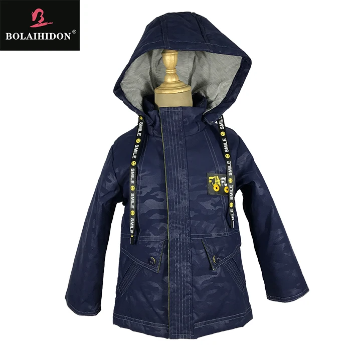 
 Весенне-осенние утепленные пальто для мальчиков с капюшоном  