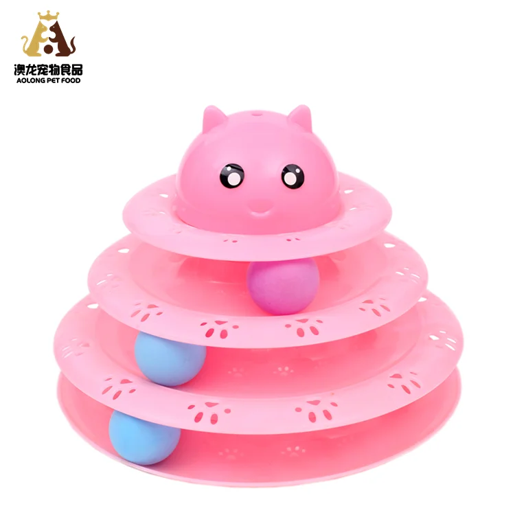 Mini 3-Layer Christmas Tree Training Track Glow Turntable with BELL Light Catnip Ball Mint Toy Cat Pet Supplies