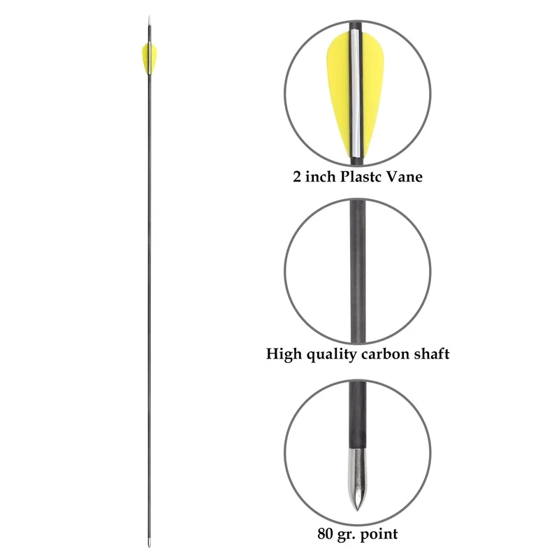 Elong Outdoor 3.2mm carbon arrows custom archery arrows pure carbon 3.2 ID arrow shaft with plastic vane