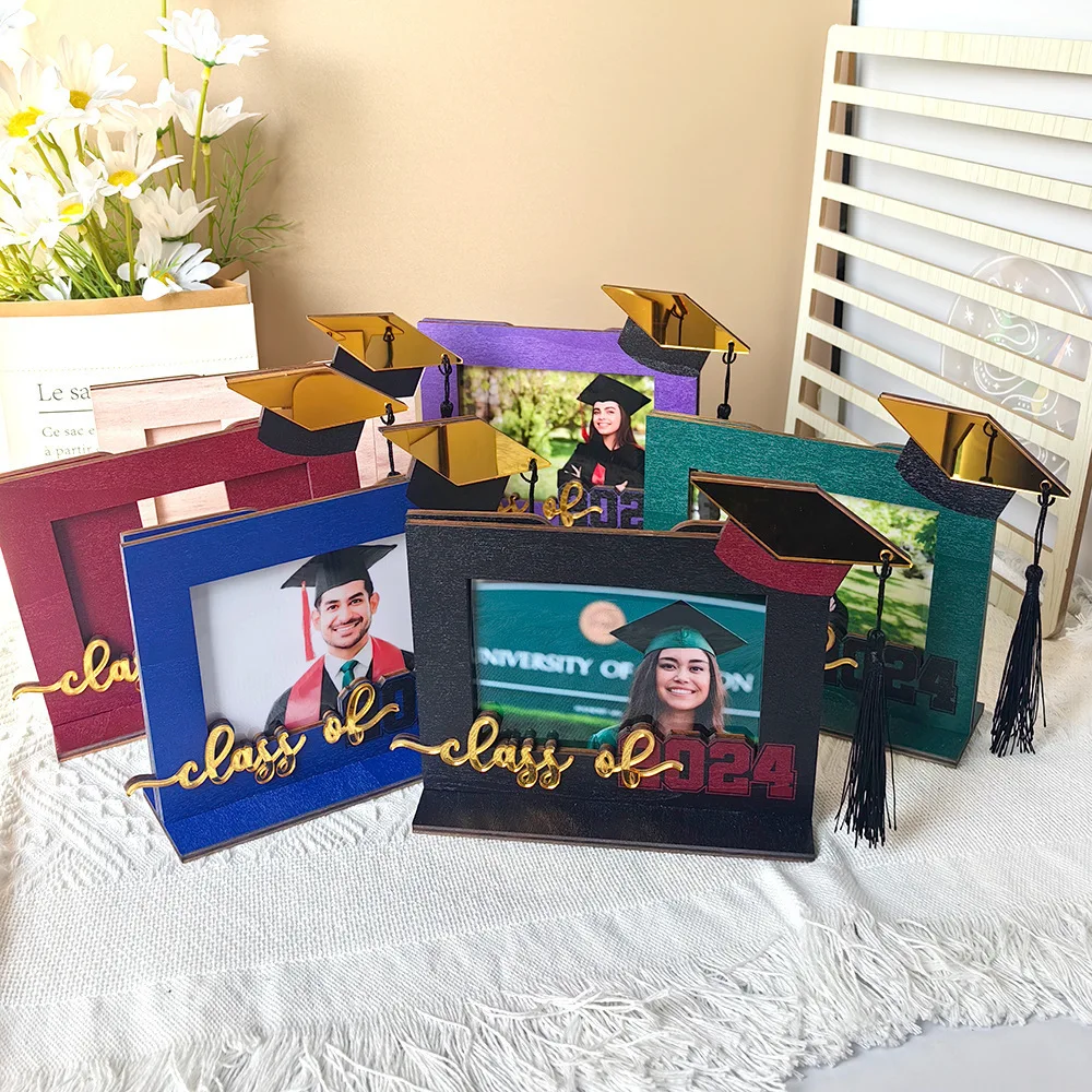 2024 New Graduation Gift Ideas Photo Frames Wooden Graduation Season Ornaments Souvenir
