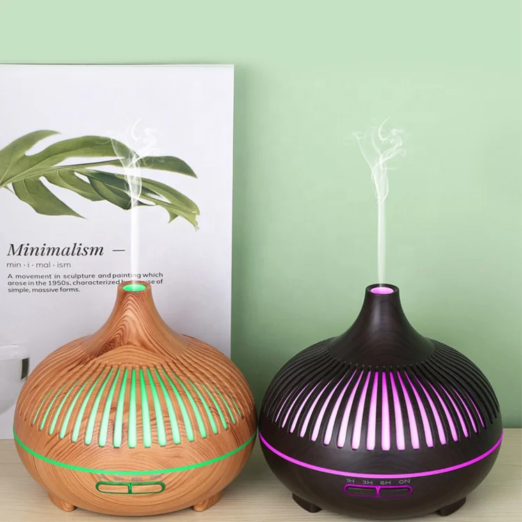 aroma oil diffuser remote control wood grain 500ml mist air humidifier with colorful change night light BT speaker