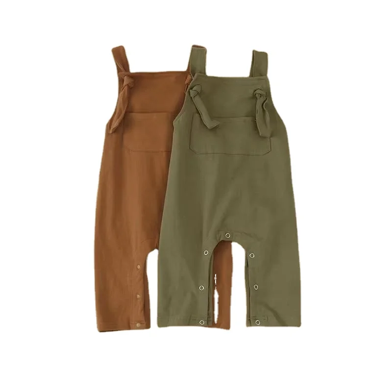 Newborn clothes romper ribbed bodysuit waffle 95%bamboo 5%spandex Baby sleeveless Summer fashion plain cotton baby boy dungarees