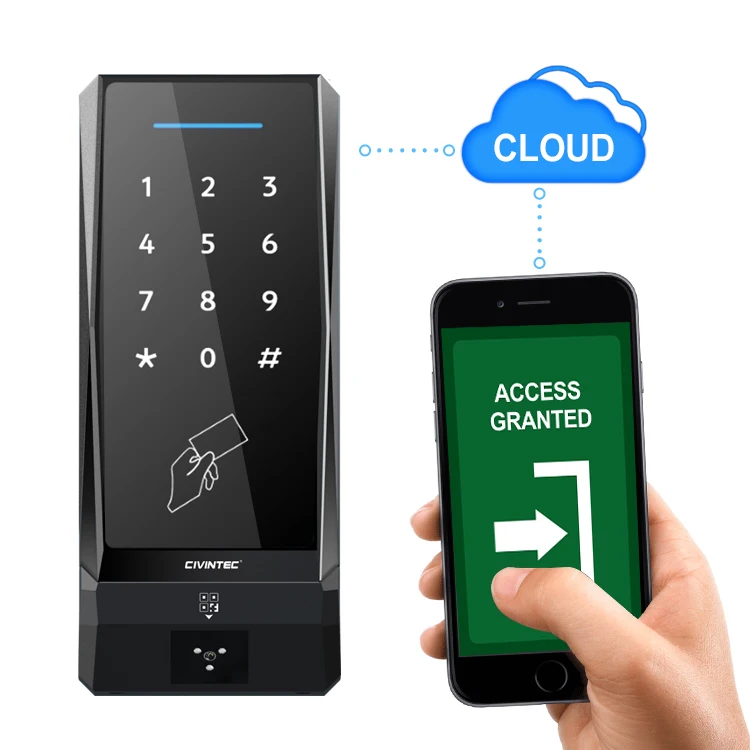 Civintec touch Keyboard QR Code RFID NFC/ BLE Access Control with POE remotely controlled cellphone access control system