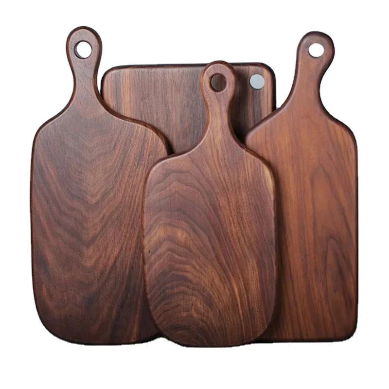 wholesale kitchen thick large bulk blank round personalized custom koa black walnut acacia wood bamboo cutting board with handle