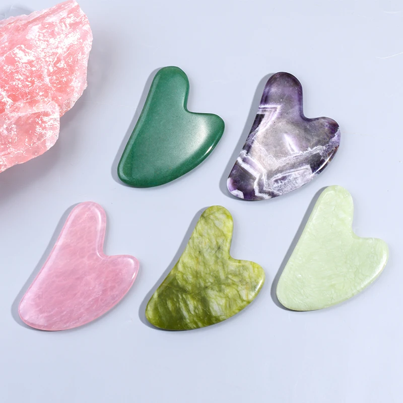 Customized Jade Gua Sha Face Massager Personalized Natural Jade Guasha Board Wholesale Rose Quartz Gua Sha Skin Care Tool