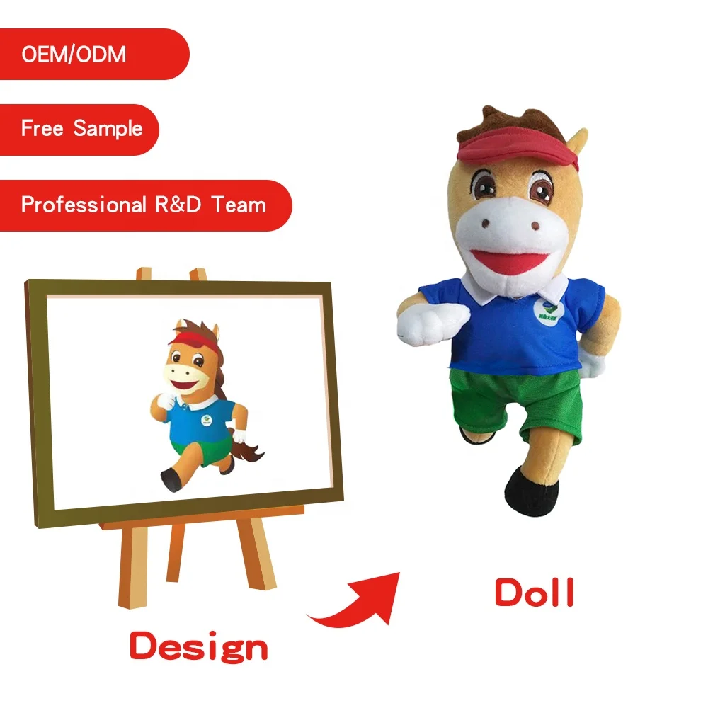 custom plushie art design Animal plush toys plush Embroidery face soft stuffed animal Promotional bulk logo turn plush toys