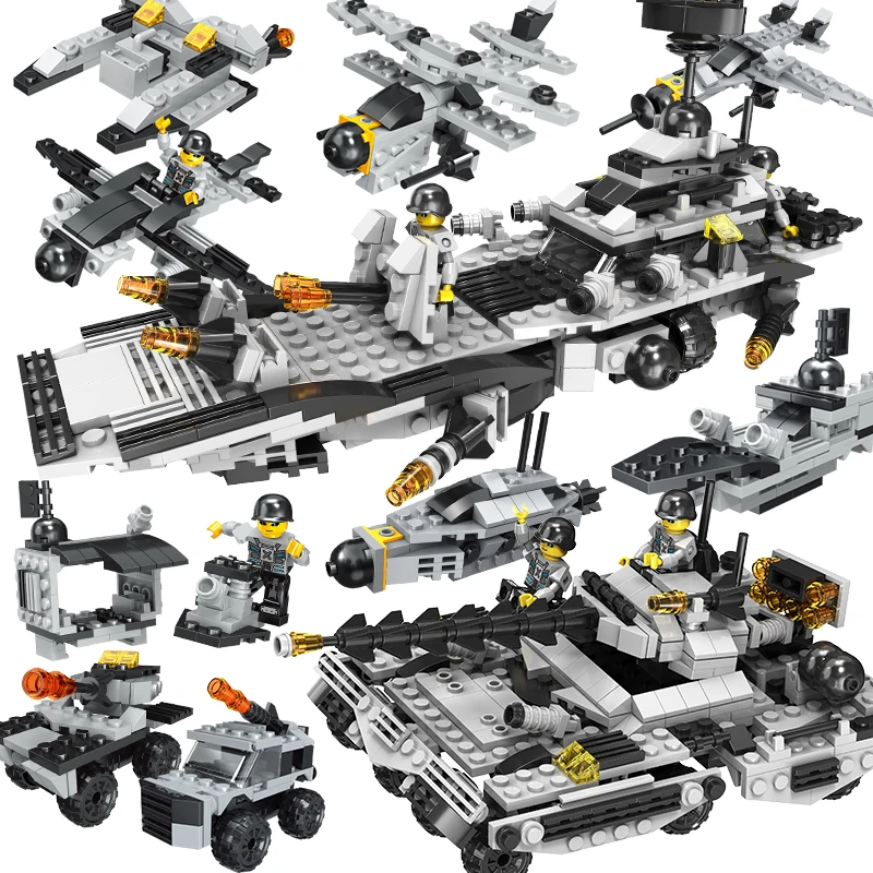 Tank Warship Fighter Assembling Educational Building Blocks Toys Plastic MODEL Toy ABS Construction Toy Block Set