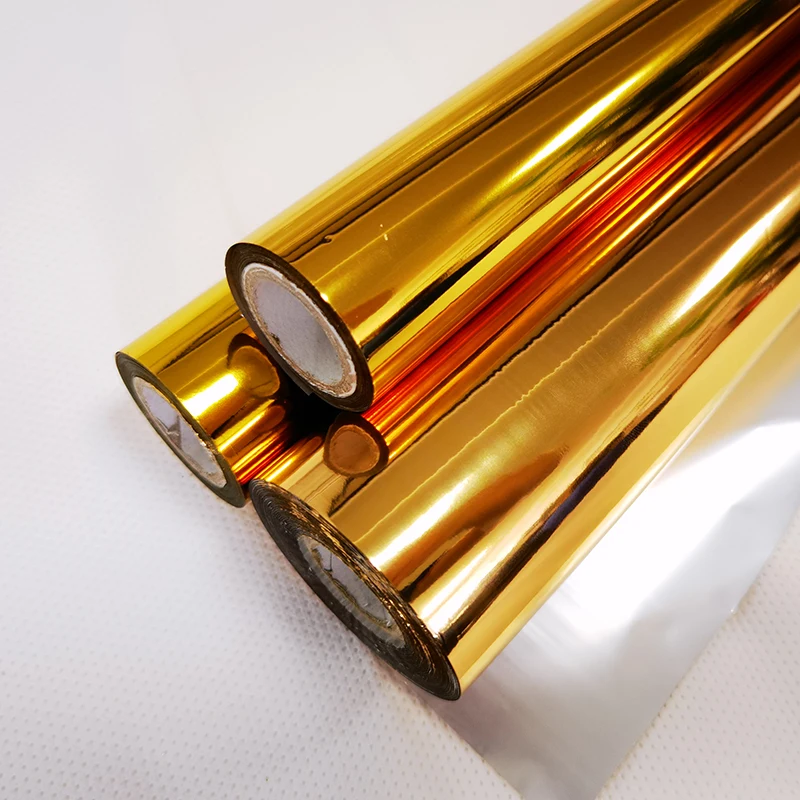 PET metalized gold & silver Foil thermal laminating film lamination roll for packaging industry carton packaging